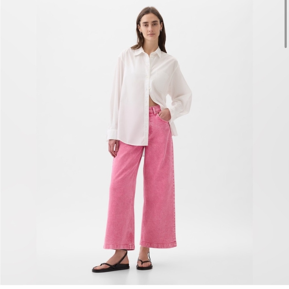GAP Pink High Rise Wide-Leg Jeans